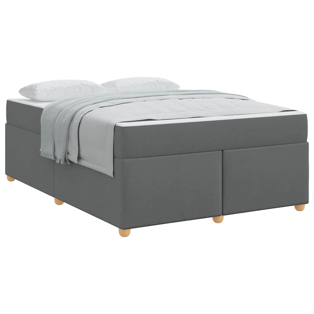 vidaXL Cadru de pat cu saltea Gri închis 160 x 200 cm țesătură