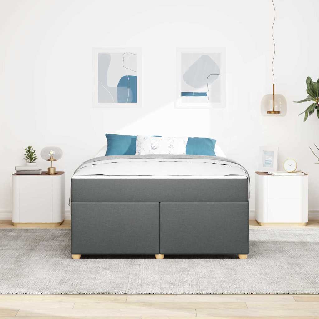 vidaXL Cadru de pat cu saltea Gri închis 160 x 200 cm țesătură