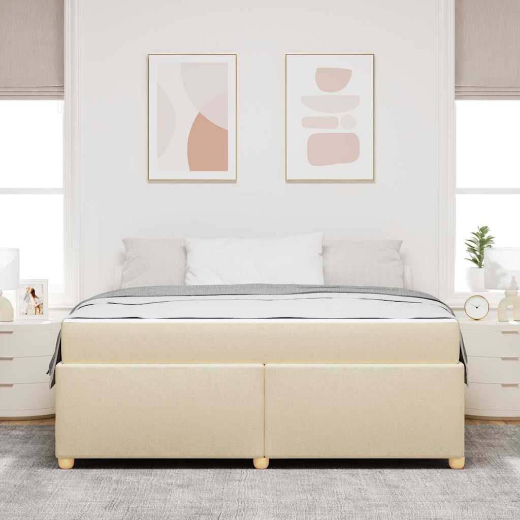 vidaXL Cadru de pat cu saltea Crem 180 x 200 cm țesătură vidaXL Cadru de pat cu saltea Crem 180 x 200 cm țesătură