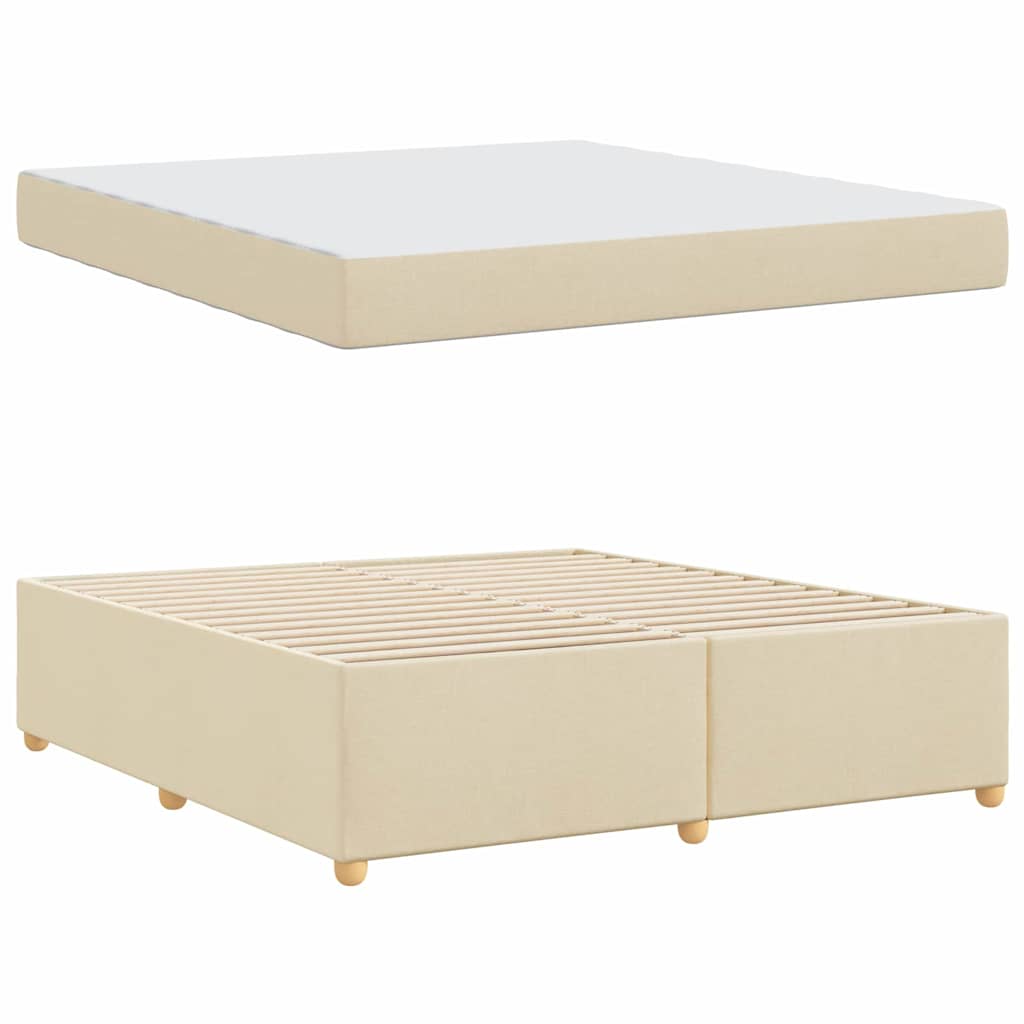 vidaXL Cadru de pat cu saltea Crem 180 x 200 cm țesătură vidaXL Cadru de pat cu saltea Crem 180 x 200 cm țesătură