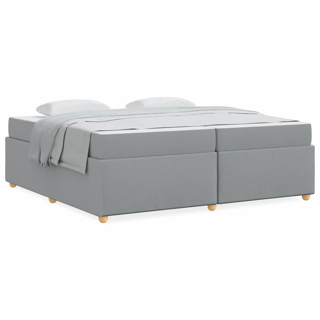 vidaXL Cadru de pat cu saltea Gri deschis 200 x 200 cm țesătură