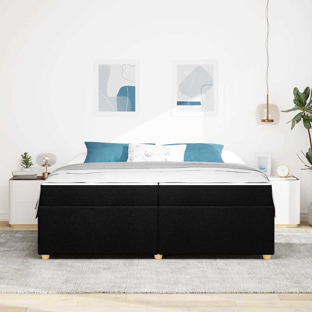 vidaXL Cadru de pat cu saltea Negru 200 x 200 cm țesătură