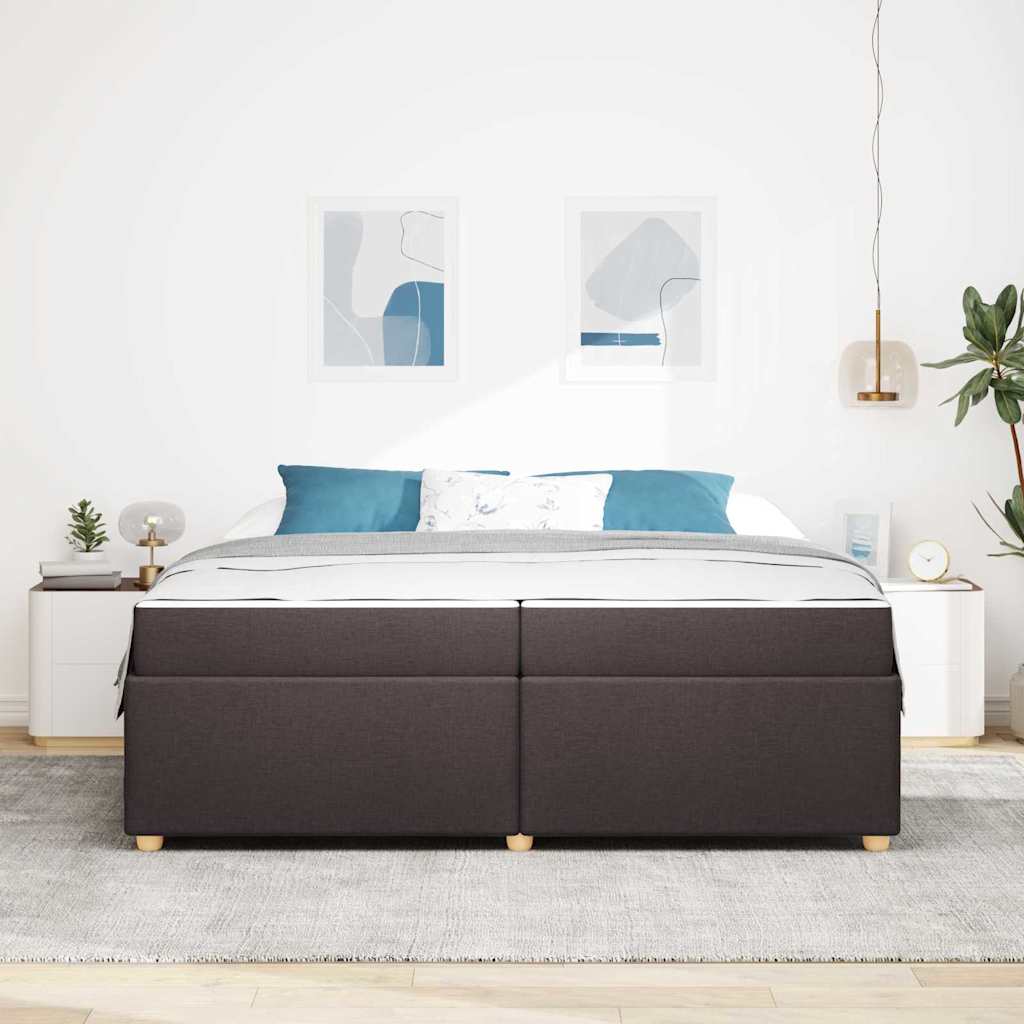 vidaXL Cadru de pat cu saltea Maro închis 200 x 200 cm țesătură