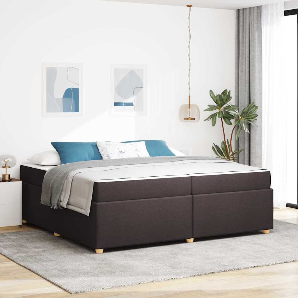 vidaXL Cadru de pat cu saltea Maro închis 200 x 200 cm țesătură