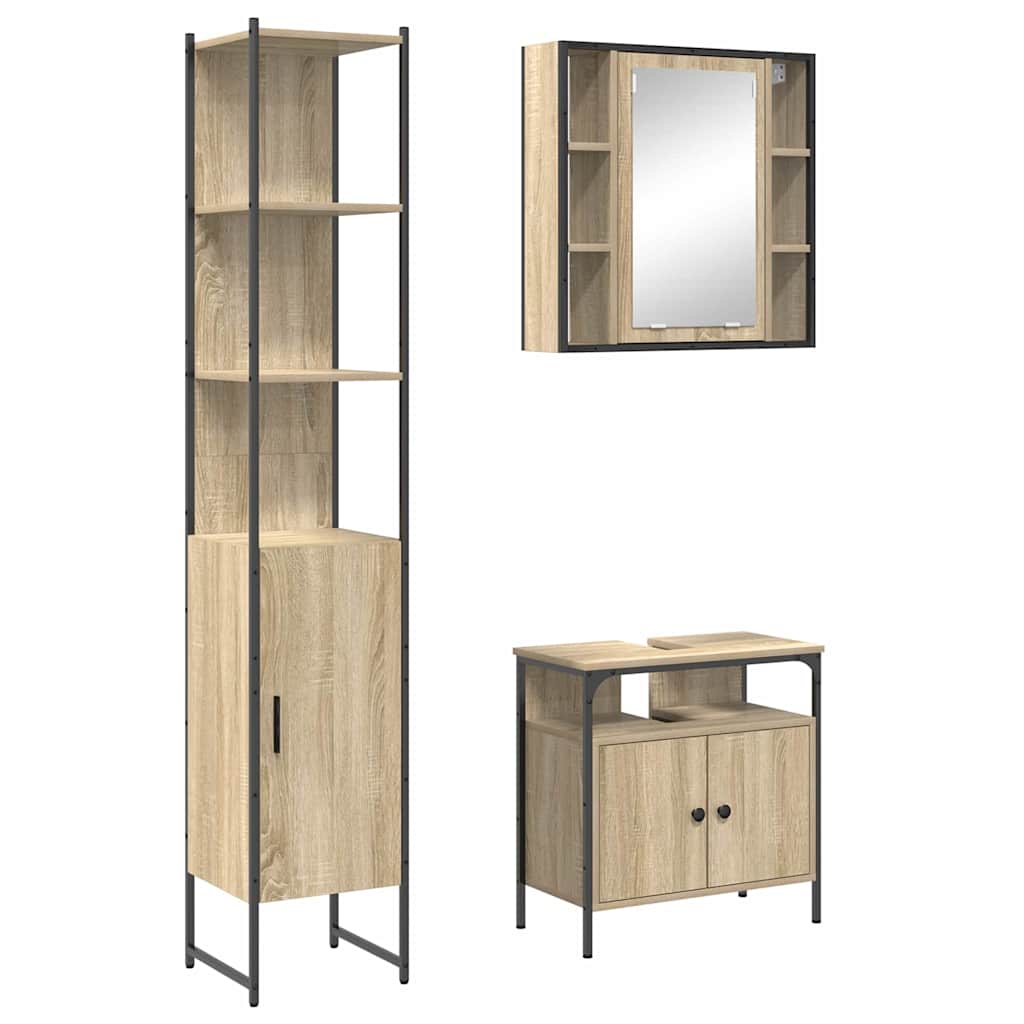 vidaXL Set de mobilier pentru baie cu raft cu ușă 3 pcs Stejar sonoma vidaXL Set de mobilier pentru baie cu raft cu ușă 3 pcs Stejar sonoma