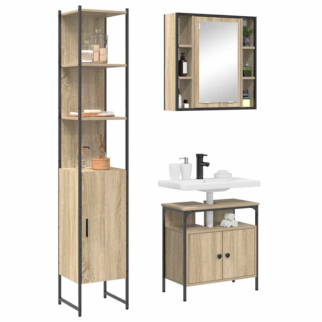 vidaXL Set de mobilier pentru baie cu raft cu ușă 3 pcs Stejar sonoma vidaXL Set de mobilier pentru baie cu raft cu ușă 3 pcs Stejar sonoma