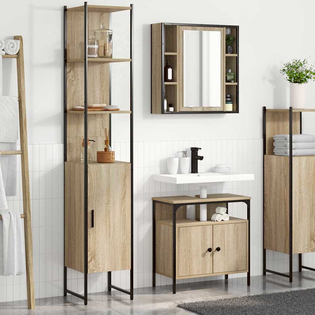 vidaXL Set de mobilier pentru baie cu raft cu ușă 3 pcs Stejar sonoma vidaXL Set de mobilier pentru baie cu raft cu ușă 3 pcs Stejar sonoma