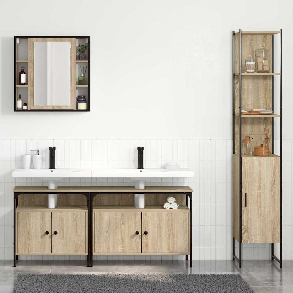 vidaXL Set de mobilier pentru baie cu raft cu ușă 4 pcs Stejar sonoma vidaXL Set de mobilier pentru baie cu raft cu ușă 4 pcs Stejar sonoma