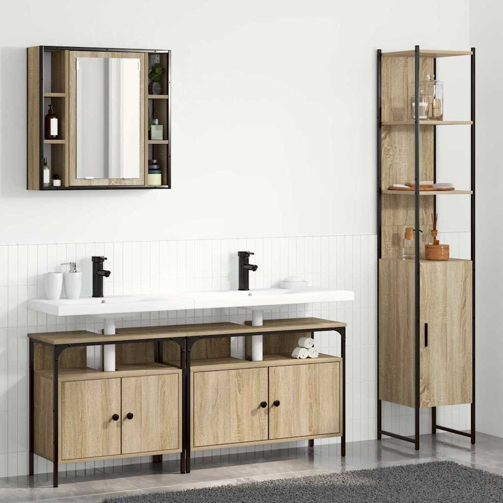 vidaXL Set de mobilier pentru baie cu raft cu ușă 4 pcs Stejar sonoma vidaXL Set de mobilier pentru baie cu raft cu ușă 4 pcs Stejar sonoma