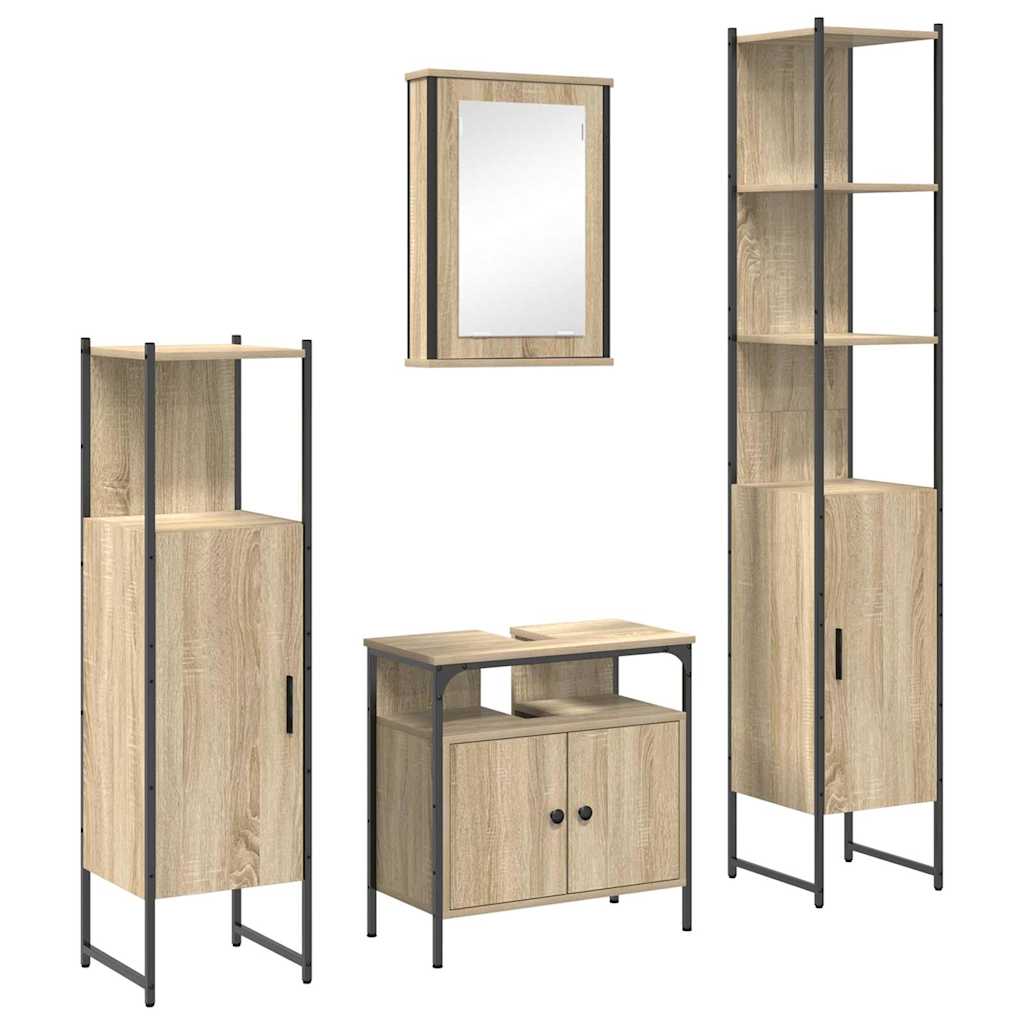 vidaXL Set de mobilier pentru baie cu raft cu ușă 4 pcs Stejar sonoma vidaXL Set de mobilier pentru baie cu raft cu ușă 4 pcs Stejar sonoma