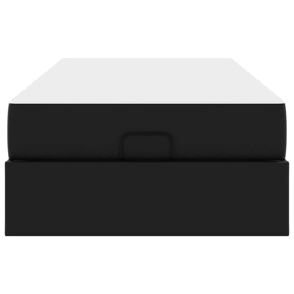 vidaXL Cadru de pat cu saltea cu saltea 2 pcs Negru PVC