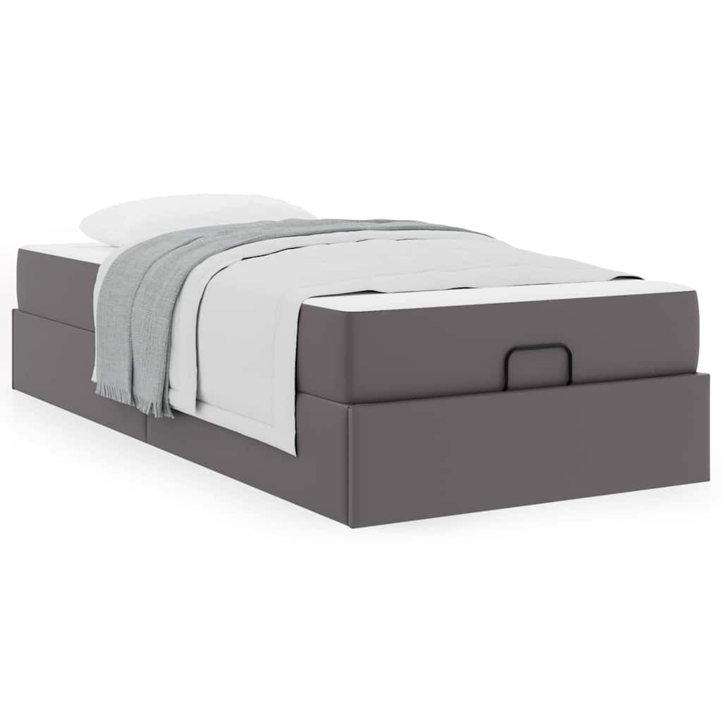 vidaXL Cadru de pat cu saltea cu saltea 2 pcs Gri PVC