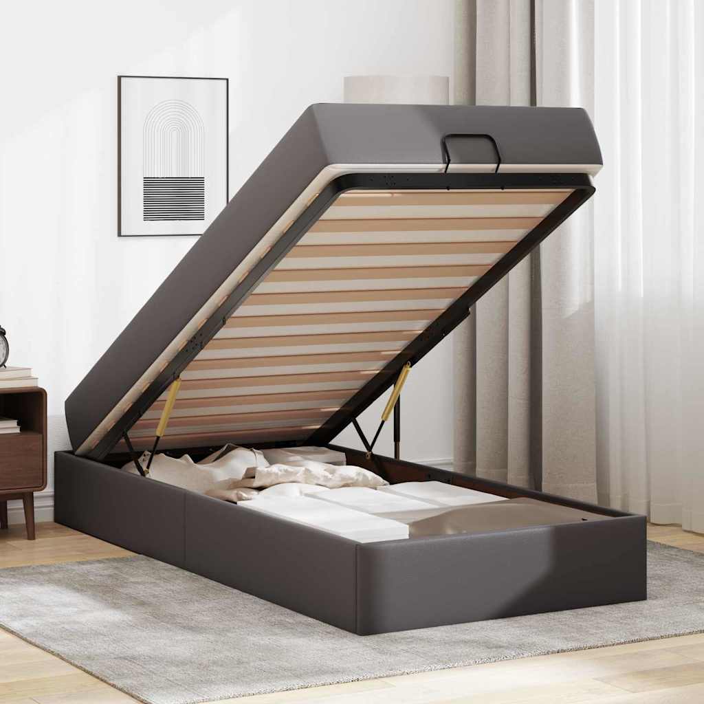 vidaXL Cadru de pat cu saltea cu saltea 2 pcs Gri PVC