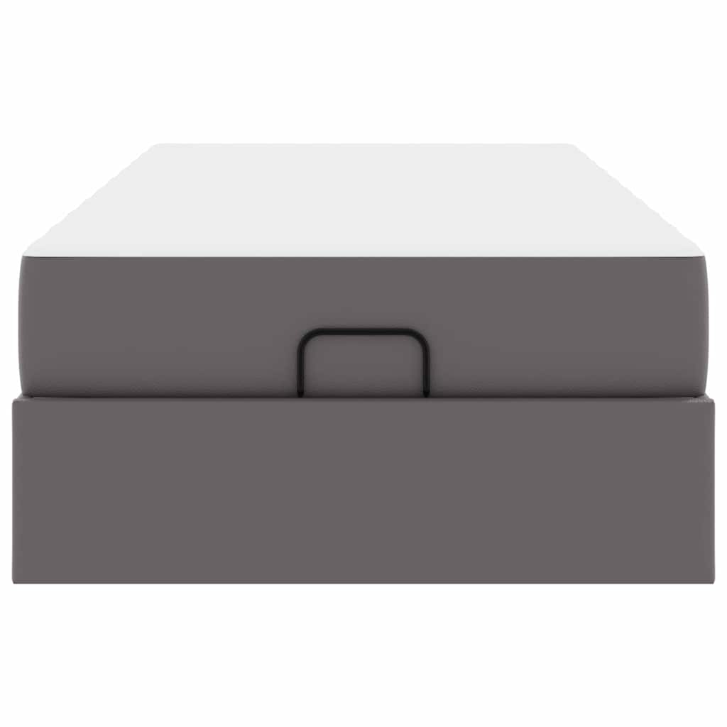 vidaXL Cadru de pat cu saltea cu saltea 2 pcs Gri PVC