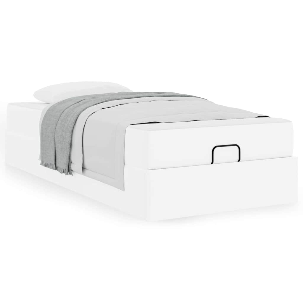 vidaXL Cadru de pat cu saltea cu saltea 2 pcs Alb PVC