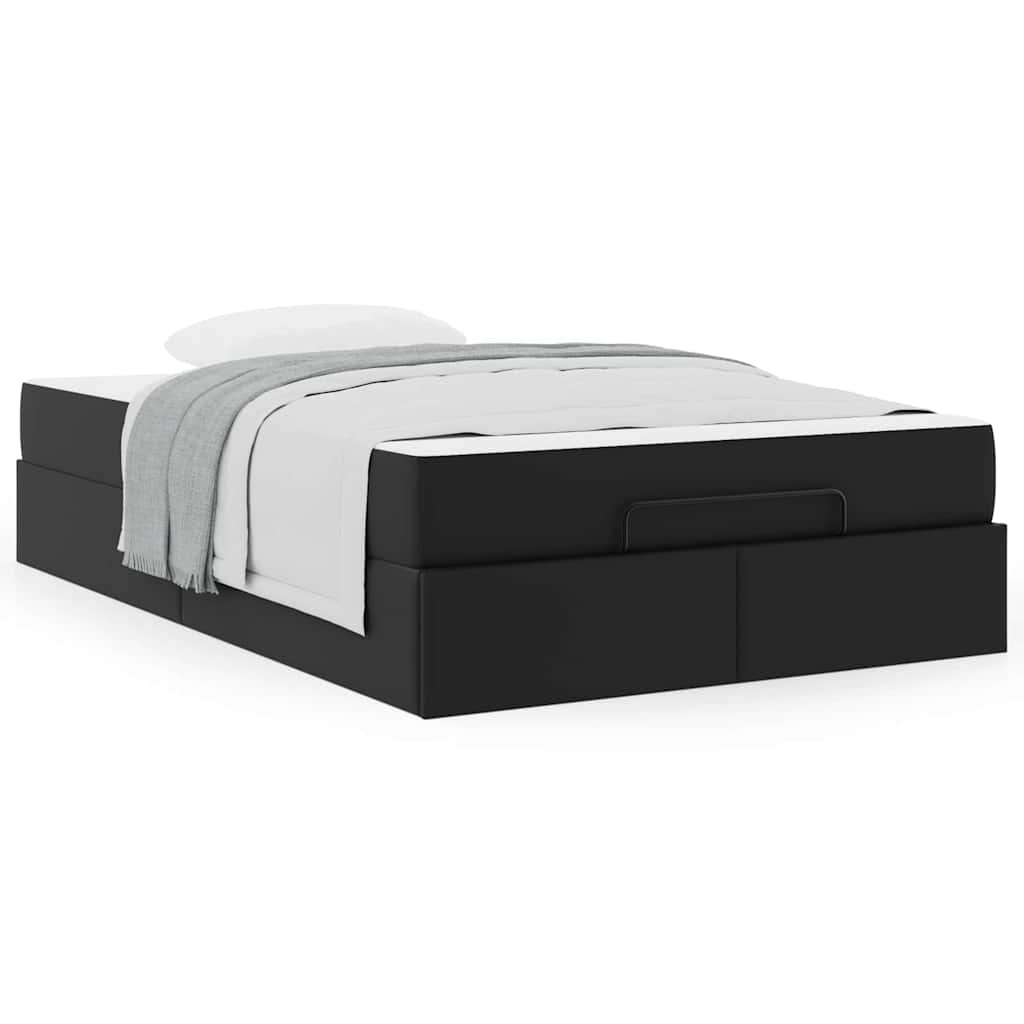 vidaXL Cadru de pat cu saltea Negru 120 x 190 cm Piele artificială