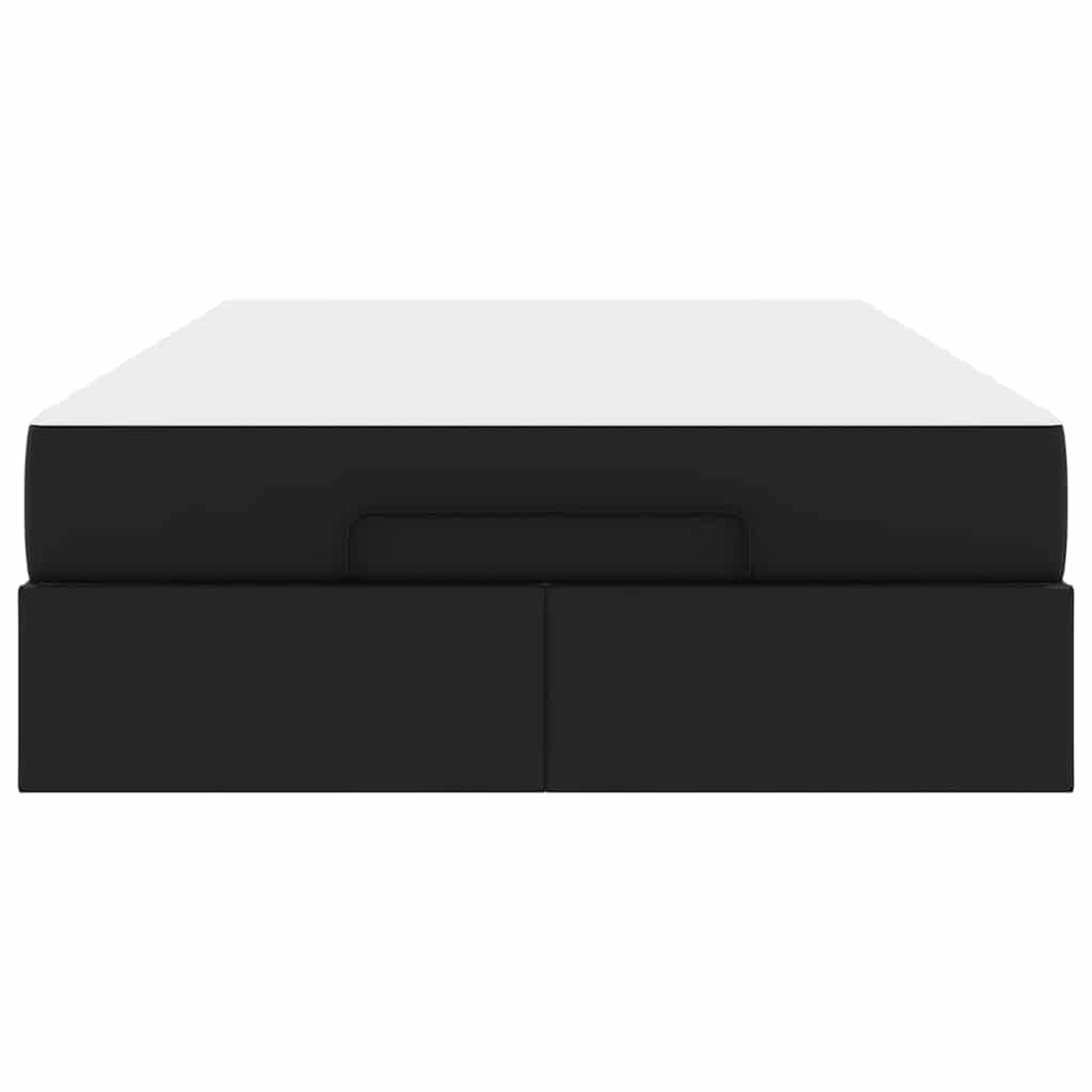 vidaXL Cadru de pat cu saltea cu saltea 2 pcs Negru PVC