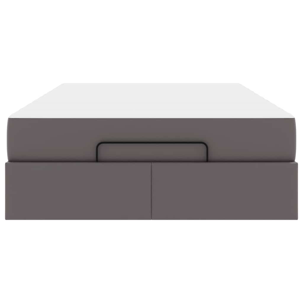 vidaXL Cadru de pat cu saltea cu saltea 2 pcs Gri PVC