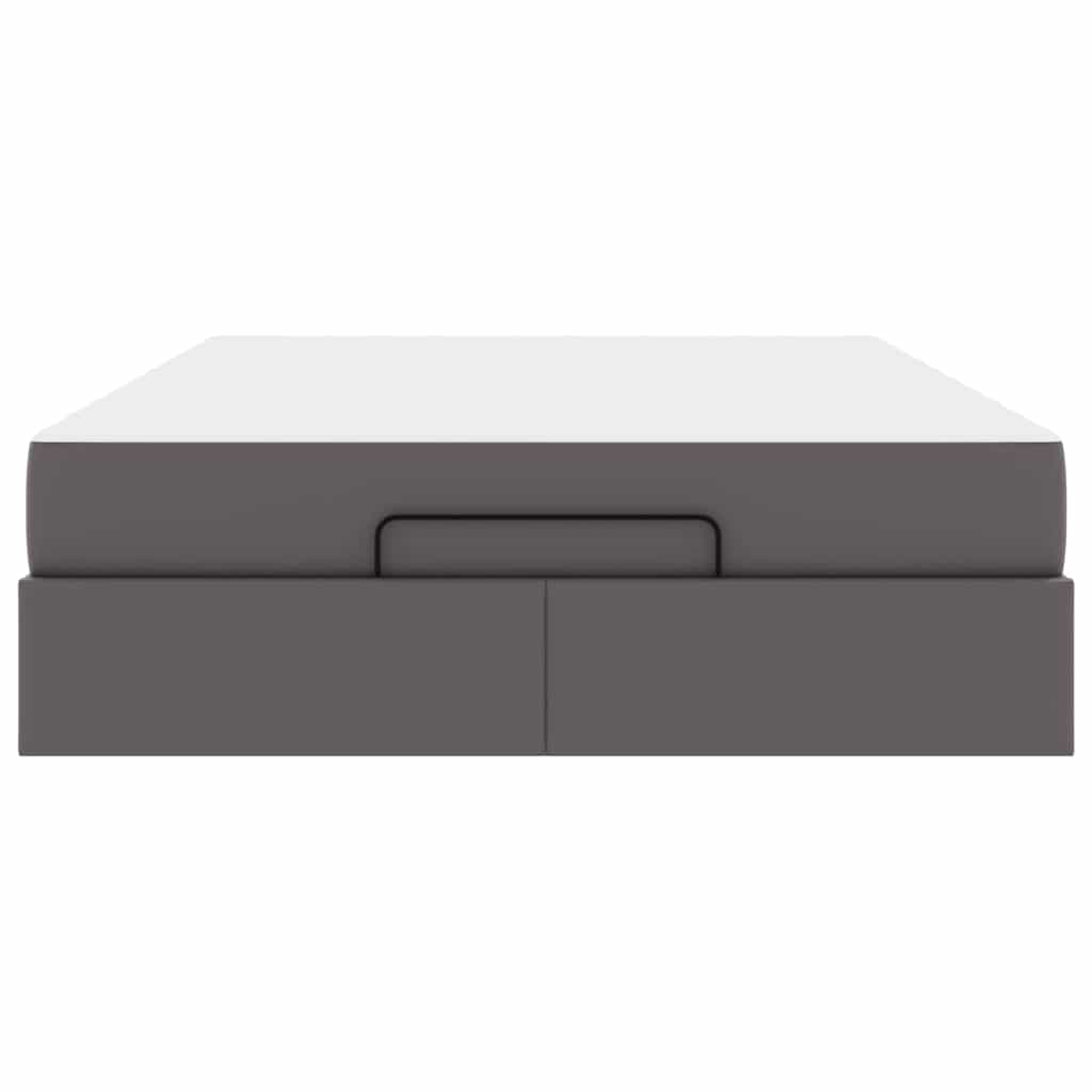 vidaXL Cadru de pat cu saltea cu saltea 2 pcs Gri PVC