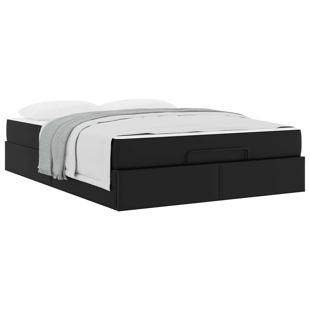 vidaXL Cadru de pat cu saltea Negru 140 x 200 cm Piele artificială