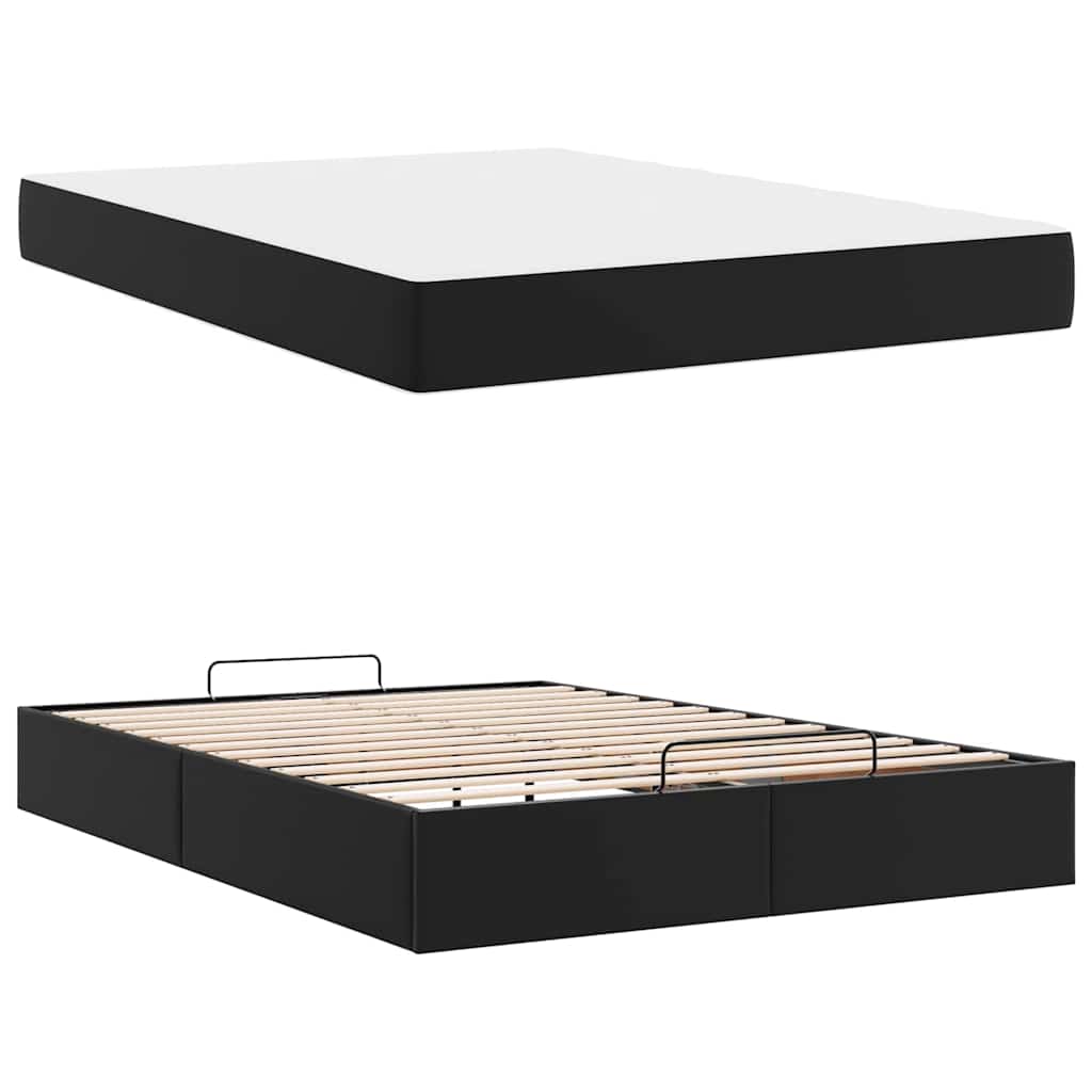 vidaXL Cadru de pat cu saltea Negru 140 x 200 cm Piele artificială