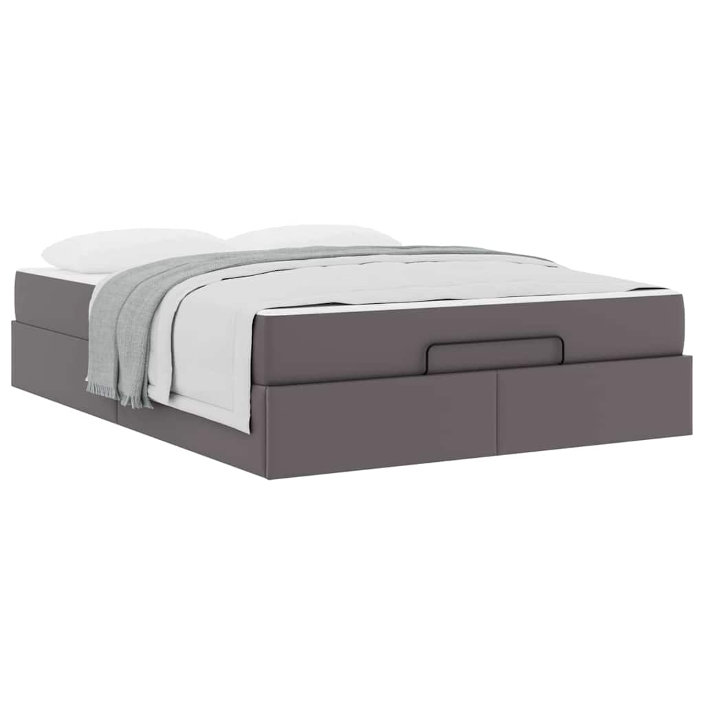 vidaXL Cadru de pat cu saltea Gri 140 x 200 cm Piele artificială