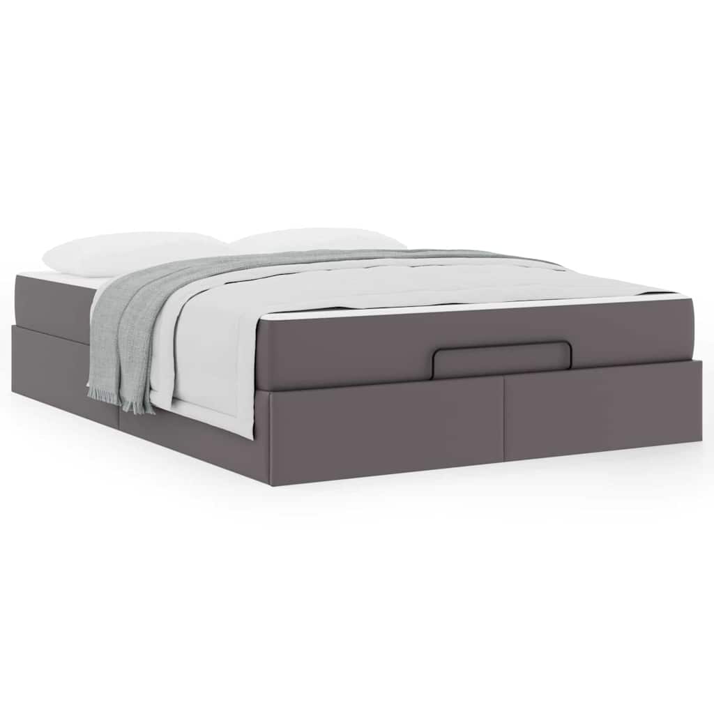 vidaXL Cadru de pat cu saltea Gri 140 x 200 cm Piele artificială