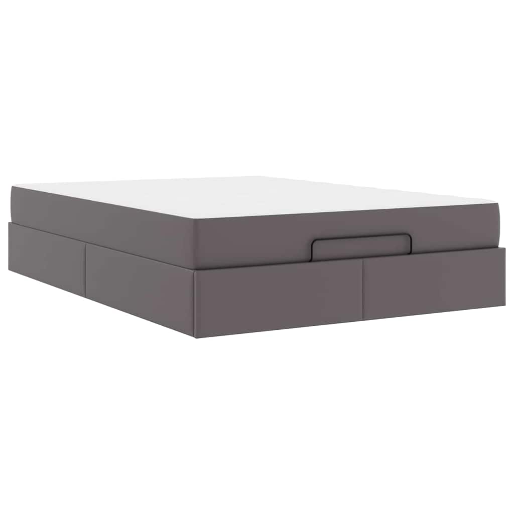 vidaXL Cadru de pat cu saltea Gri 160 x 200 cm Piele artificială