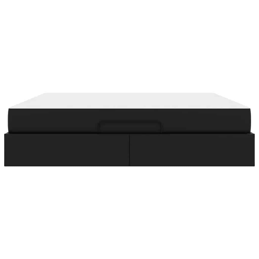 vidaXL Cadru de pat cu saltea cu saltea 2 pcs Negru PVC