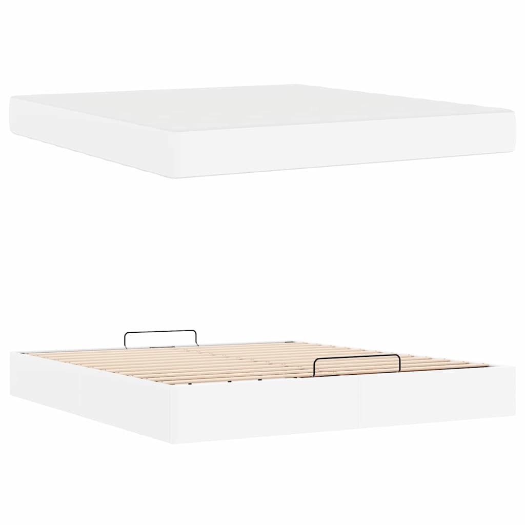 vidaXL Cadru de pat cu saltea cu saltea 2 pcs Alb PVC