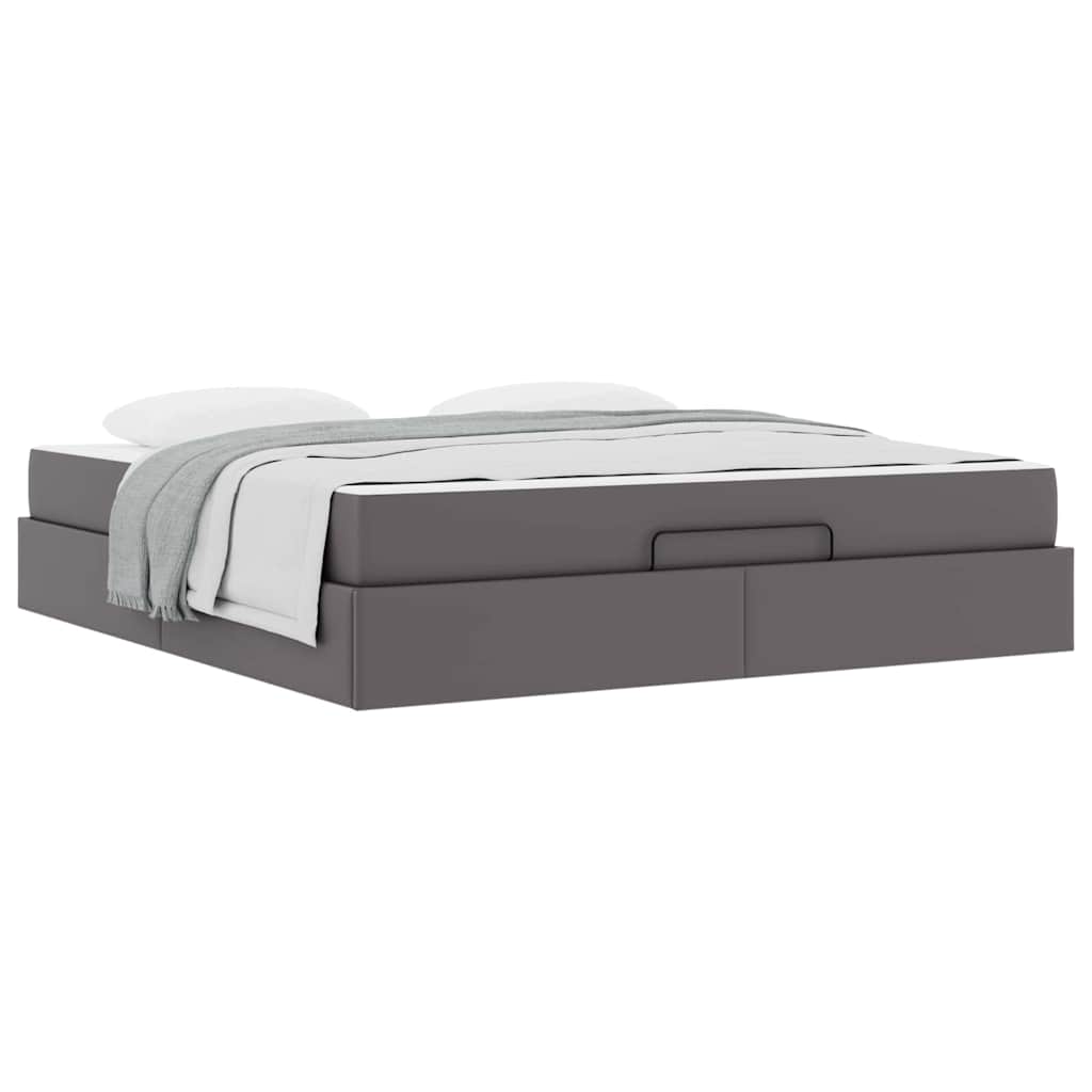 vidaXL Cadru de pat cu saltea Gri 180 x 200 cm Piele artificială