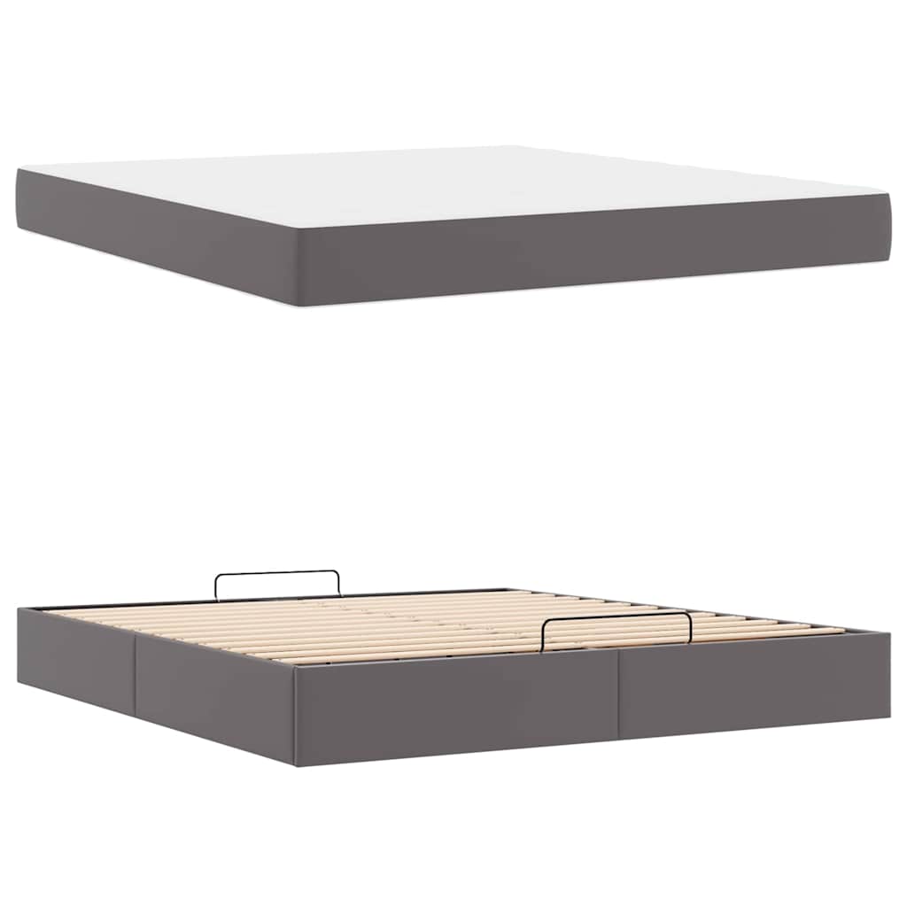 vidaXL Cadru de pat cu saltea Gri 180 x 200 cm Piele artificială