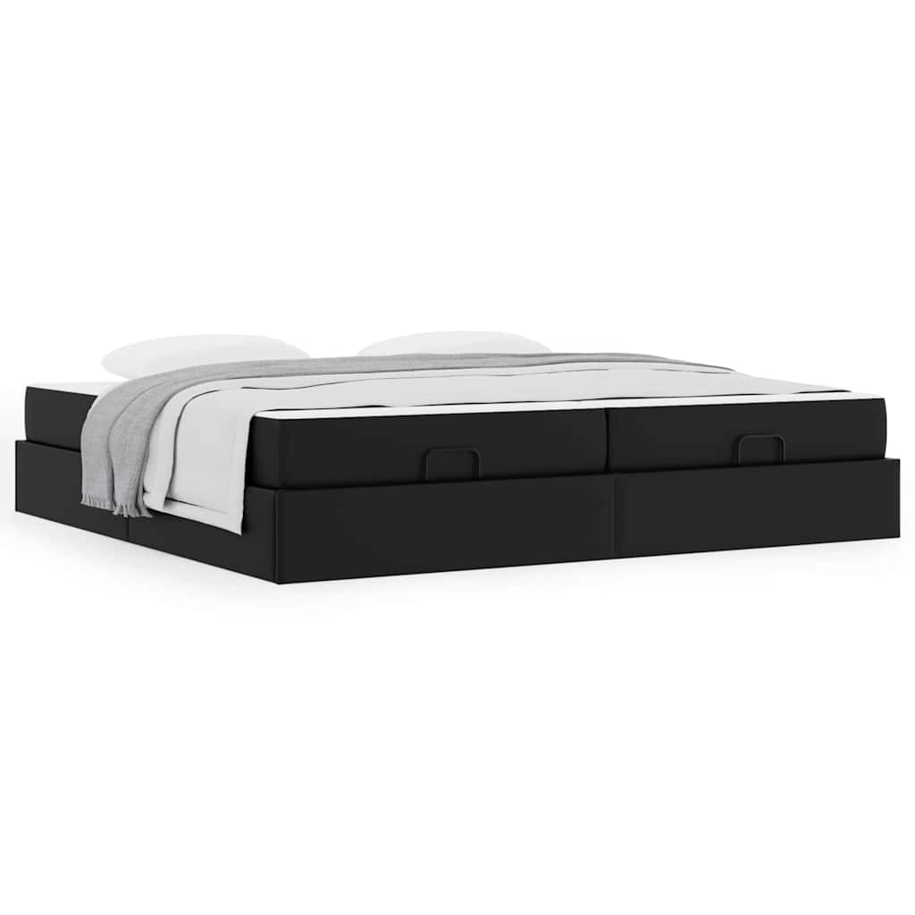 vidaXL Cadru de pat cu saltea cu saltea 2 pcs Negru PVC