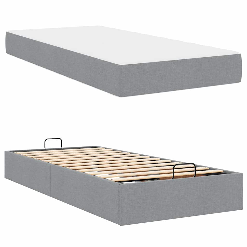 vidaXL Cadru de pat cu saltea Gri deschis 80 x 200 cm țesătură