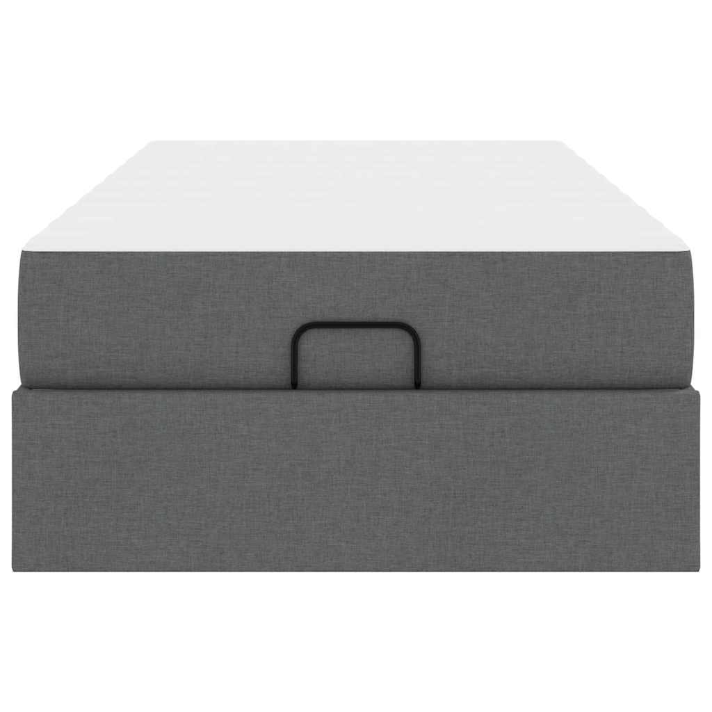 vidaXL Cadru de pat cu saltea Gri închis 90 x 200 cm țesătură