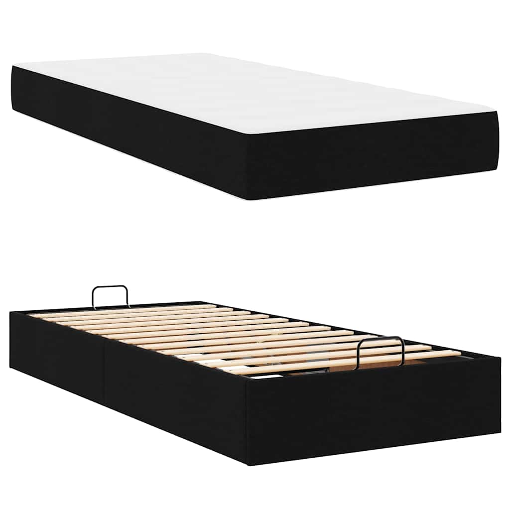 vidaXL Cadru de pat cu saltea Negru 90 x 200 cm țesătură
