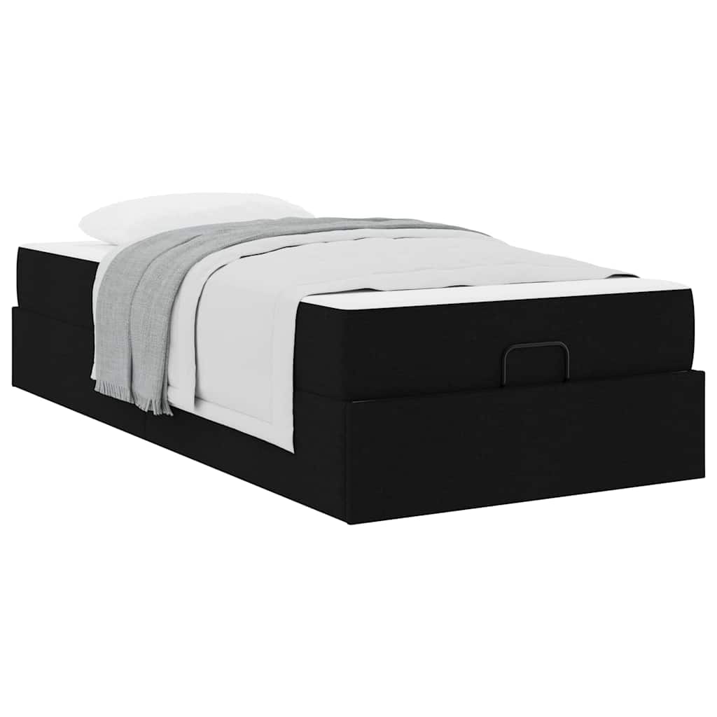 vidaXL Cadru de pat cu saltea Negru 100 x 200 cm țesătură