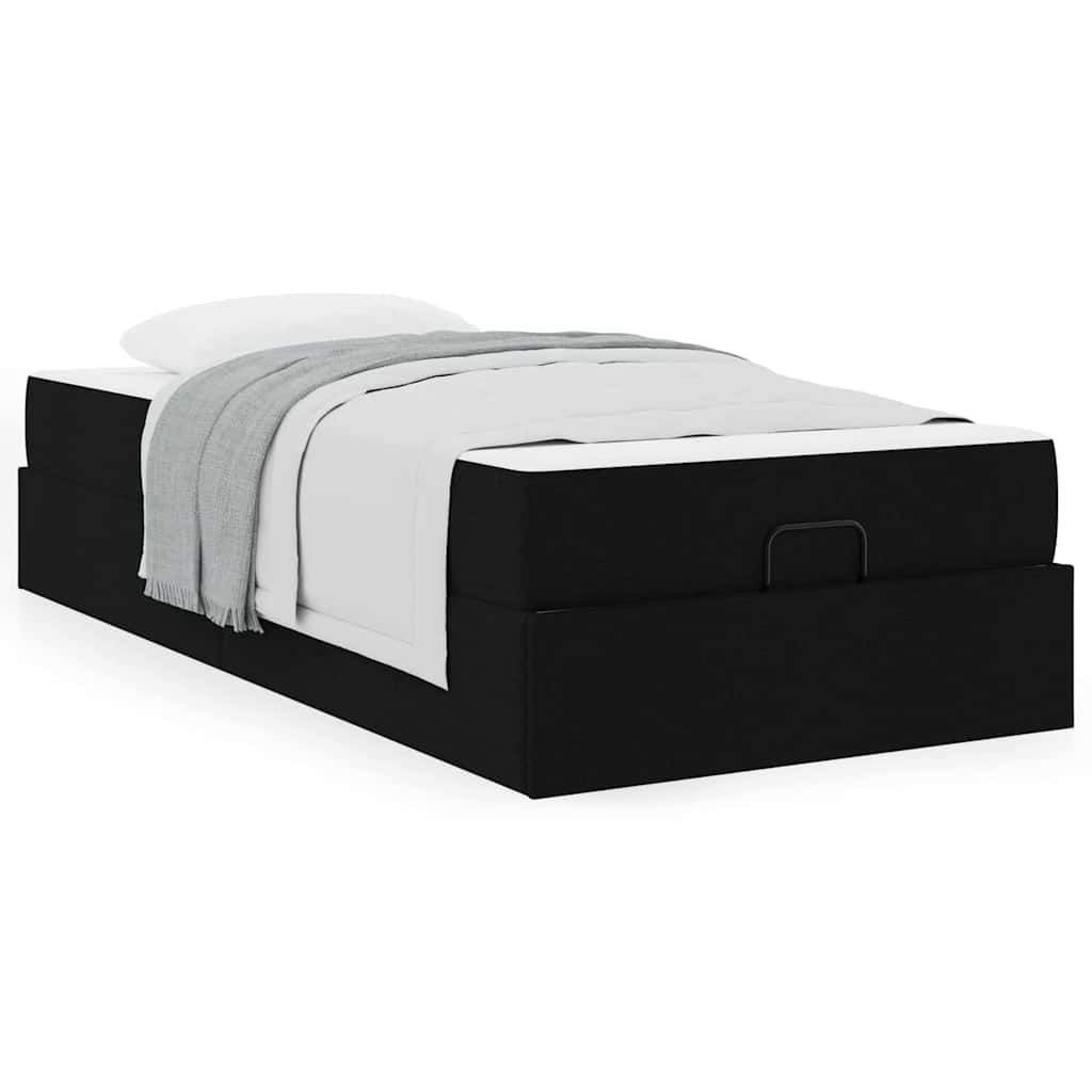vidaXL Cadru de pat cu saltea Negru 100 x 200 cm țesătură