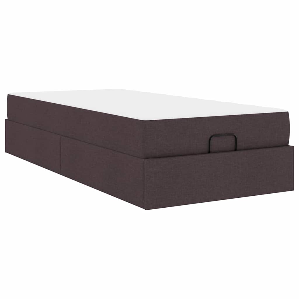 vidaXL Cadru de pat cu saltea Maro închis 100 x 200 cm țesătură