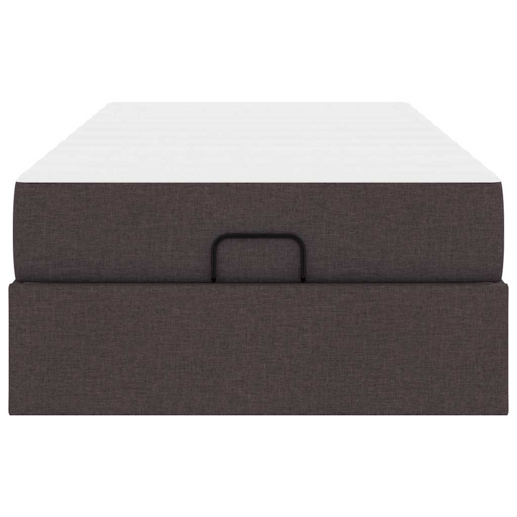 vidaXL Cadru de pat cu saltea Maro închis 100 x 200 cm țesătură