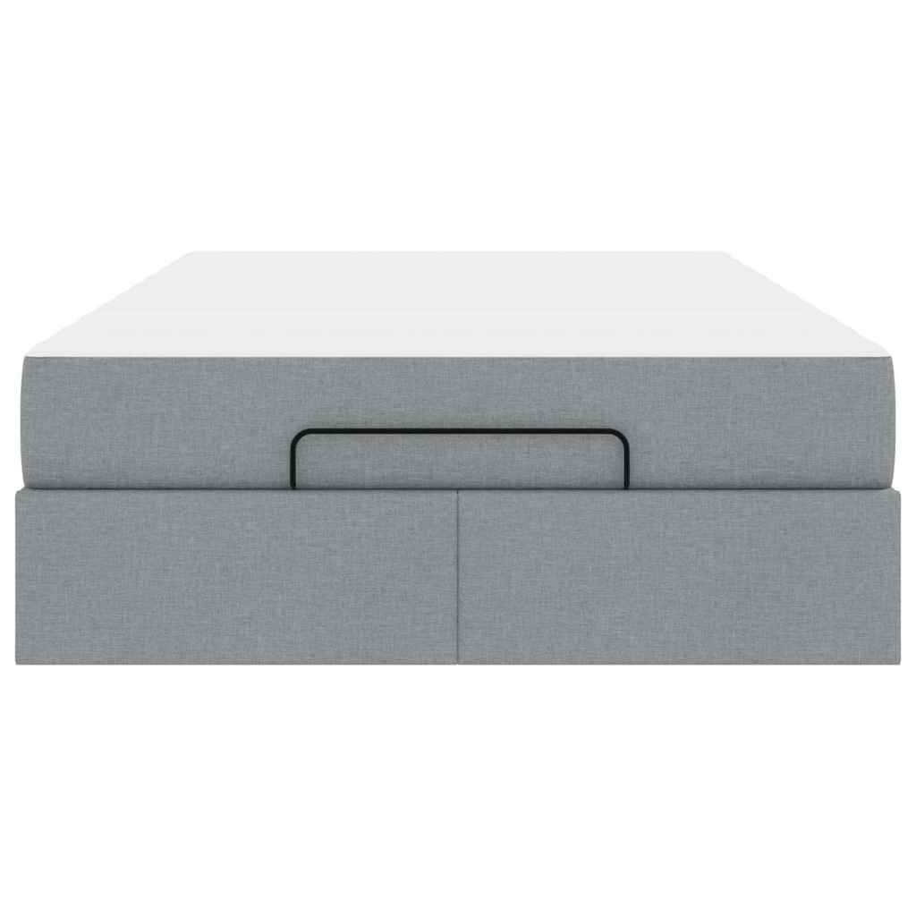 vidaXL Cadru de pat cu saltea cu saltea 2 pcs Gri deschis țesătură
