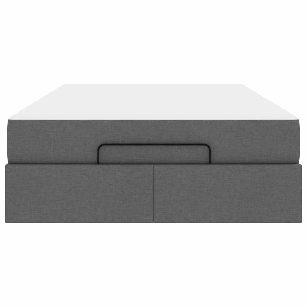 vidaXL Cadru de pat cu saltea cu saltea 2 pcs Gri Scurt țesătură