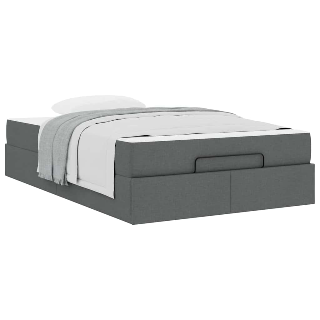 vidaXL Cadru de pat cu saltea Gri închis 120 x 200 cm țesătură