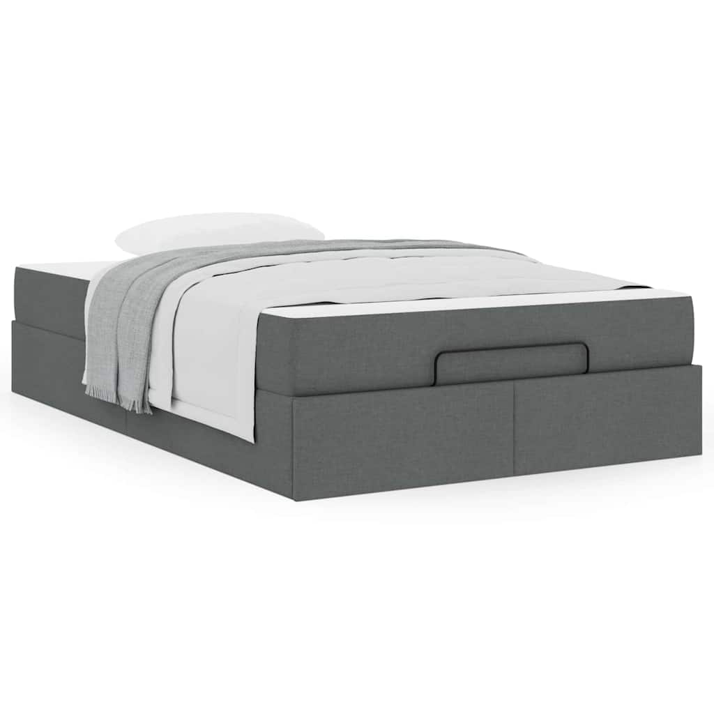 vidaXL Cadru de pat cu saltea Gri închis 120 x 200 cm țesătură