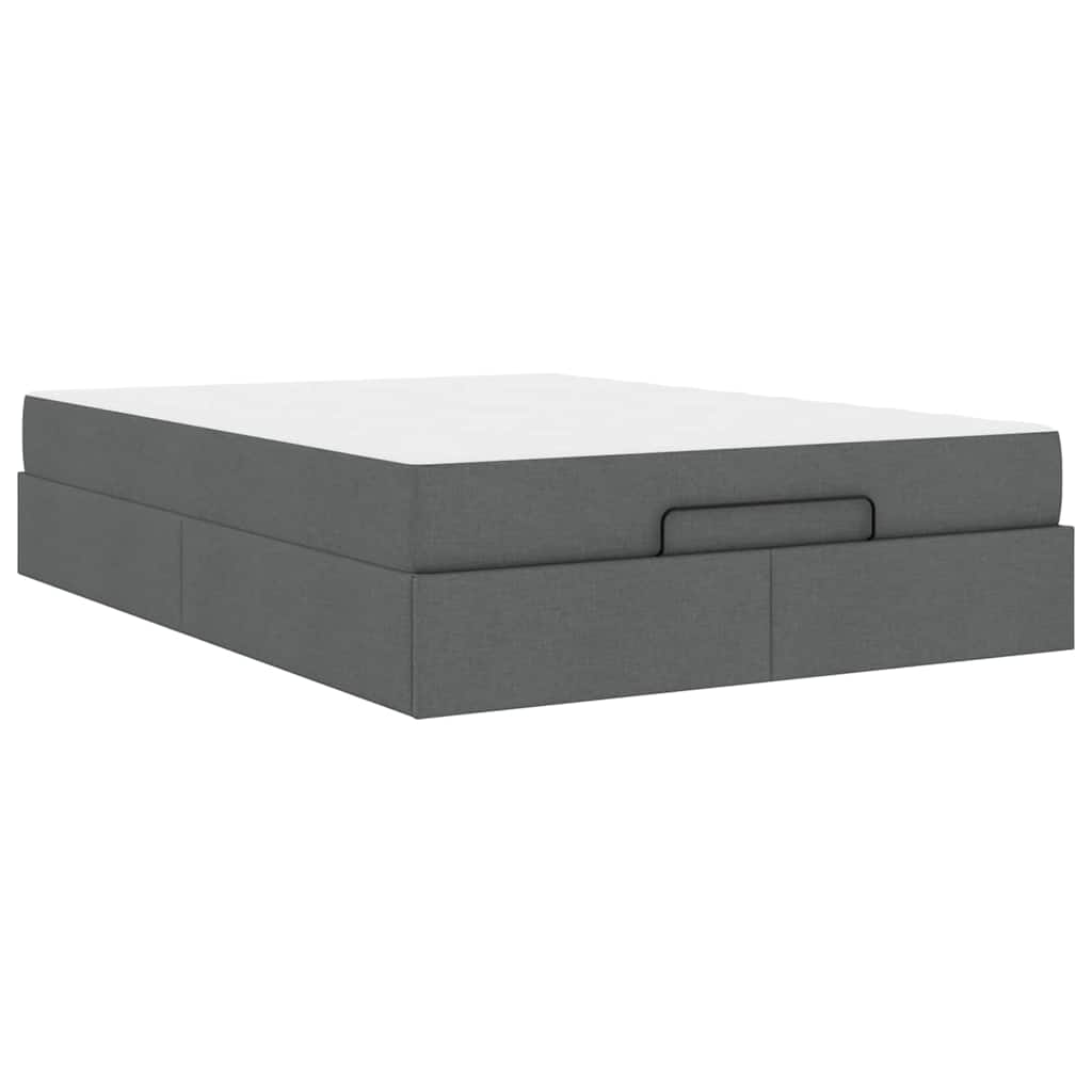 vidaXL Cadru de pat cu saltea Gri închis 140 x 200 cm țesătură