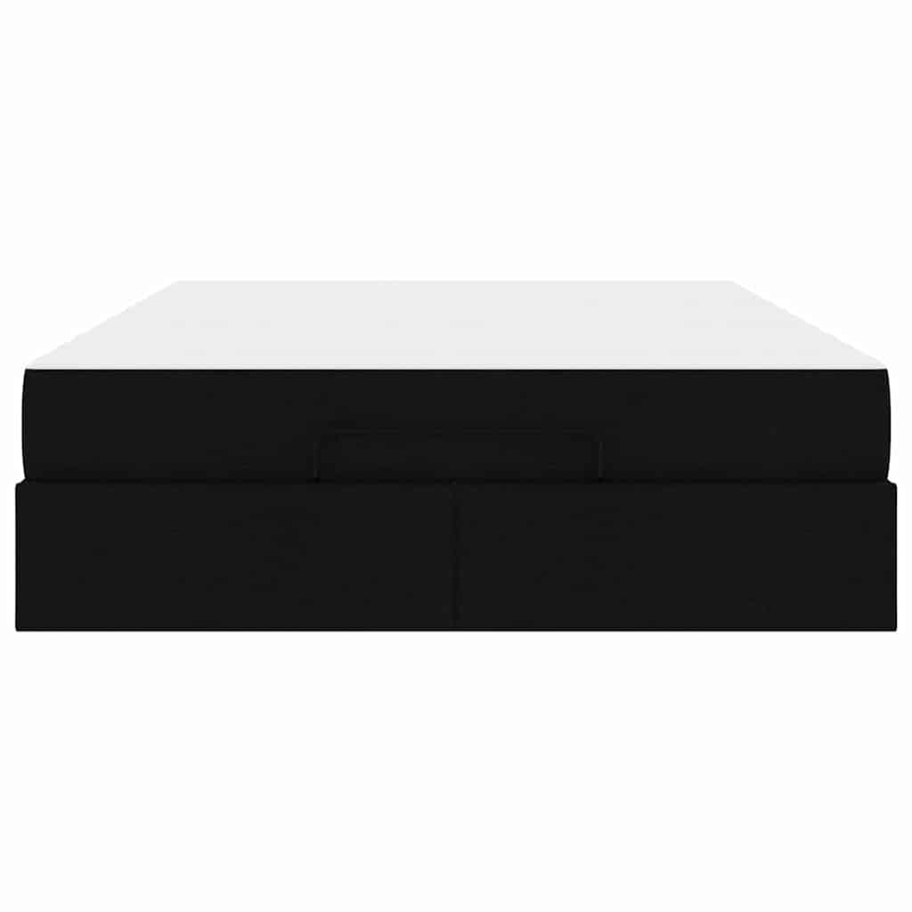 vidaXL Cadru de pat cu saltea cu saltea 2 pcs Negru țesătură