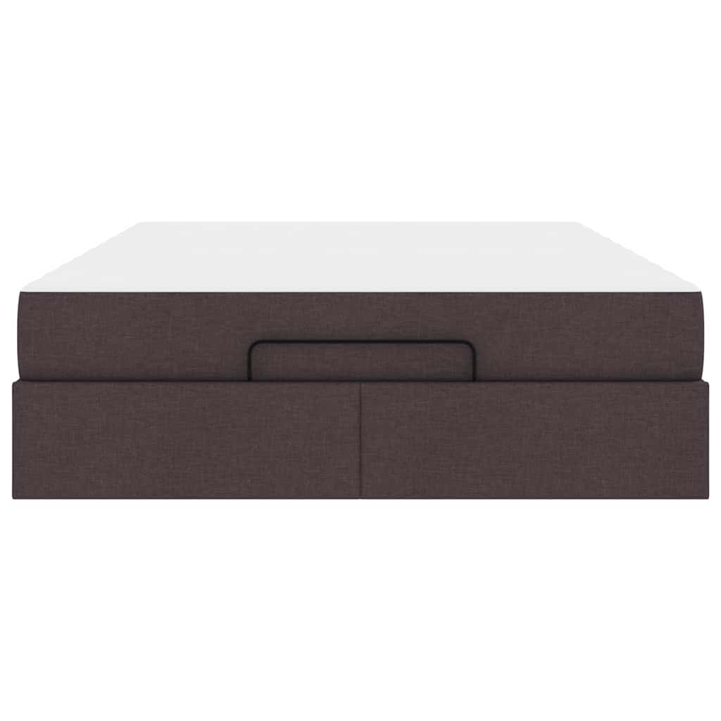 vidaXL Cadru de pat cu saltea cu saltea 2 pcs Cafeniu țesătură
