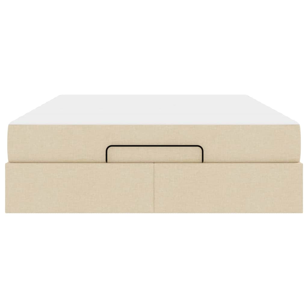 vidaXL Cadru de pat cu saltea cu saltea 2 pcs Crem țesătură