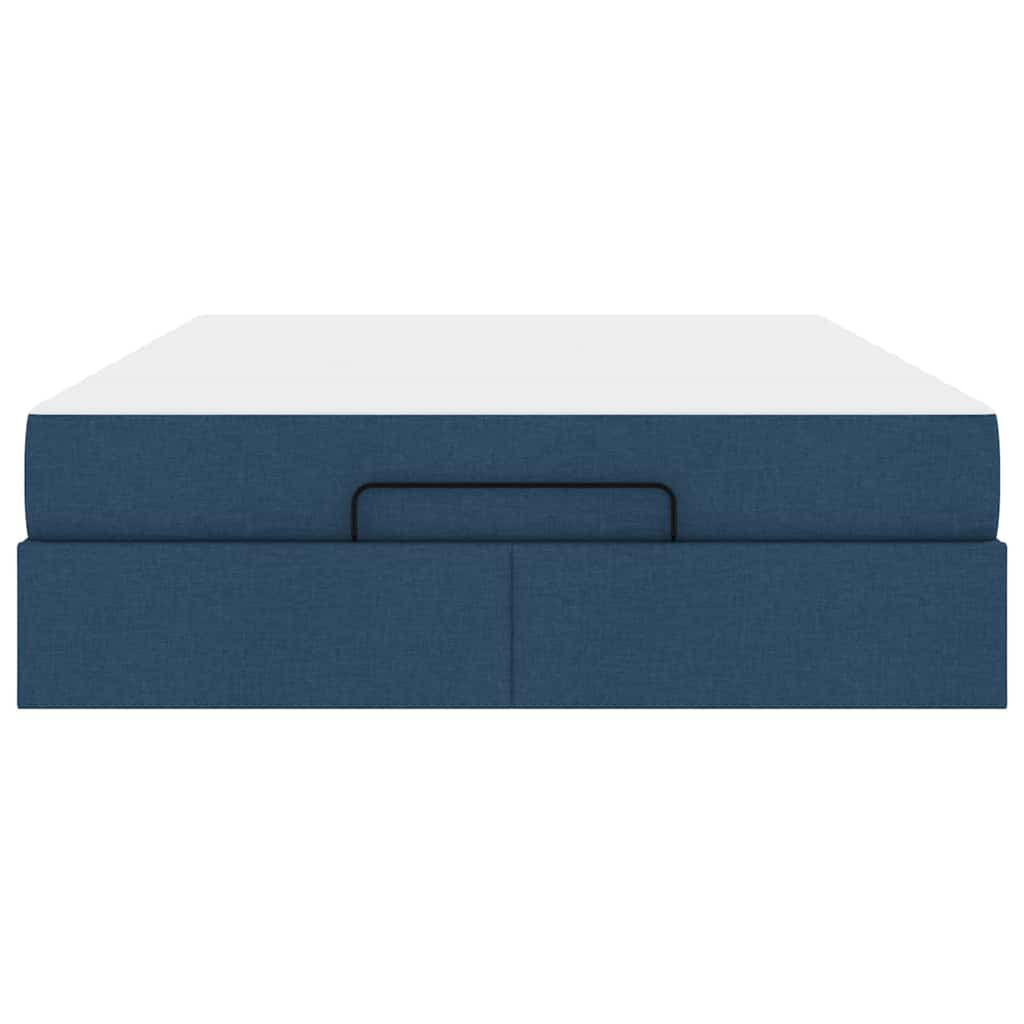 vidaXL Cadru de pat cu saltea cu saltea 2 pcs albastru țesătură