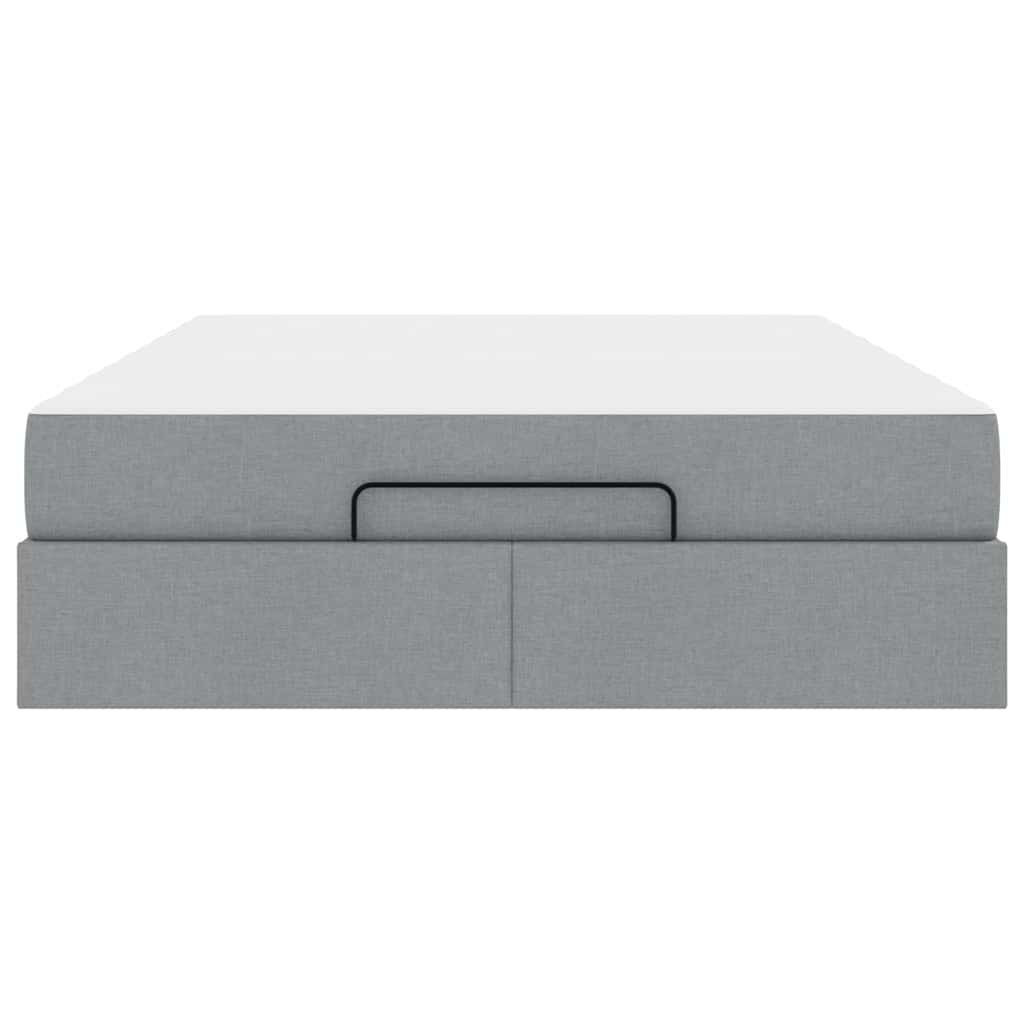 vidaXL Cadru de pat cu saltea cu saltea 2 pcs Gri deschis țesătură